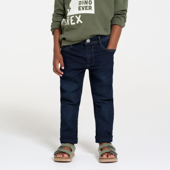 بنطلون جينز ضيق من قماش الدنيم الخام باللون الأزرق الداكن للأولاد